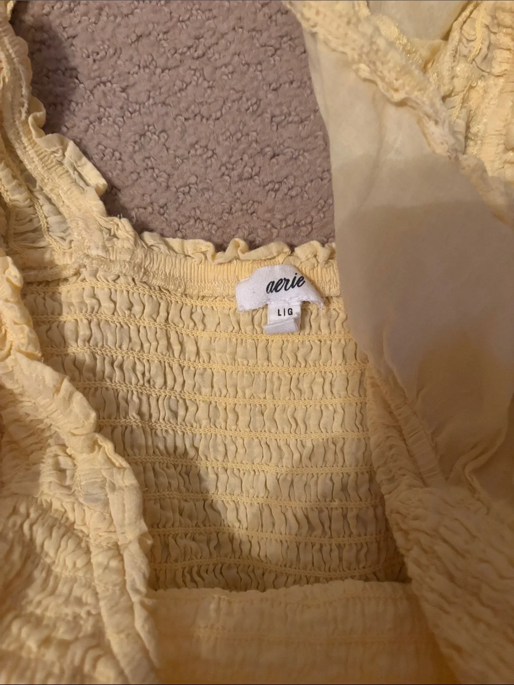 aerie Yellow Ruffled Strap Maxi Dress smocked Large L EUC - Picture 3 of 4